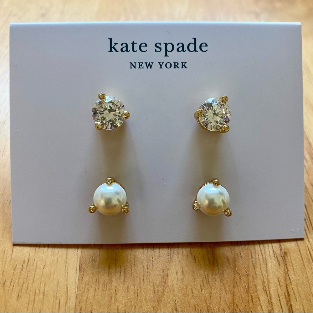 Kate Spade faux pearl and crystal earring set